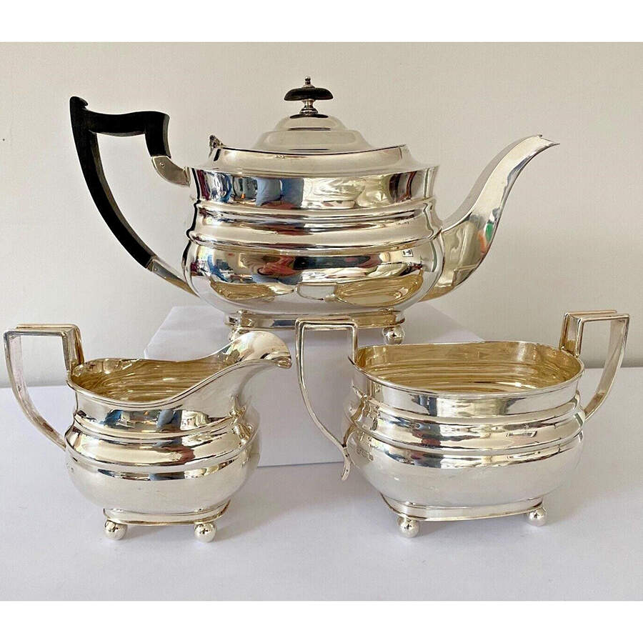 Reproduction 1796-1780 (Sterling, Hollowware) 3 Piece Mini Tea Set by James Dixon & Sons-1