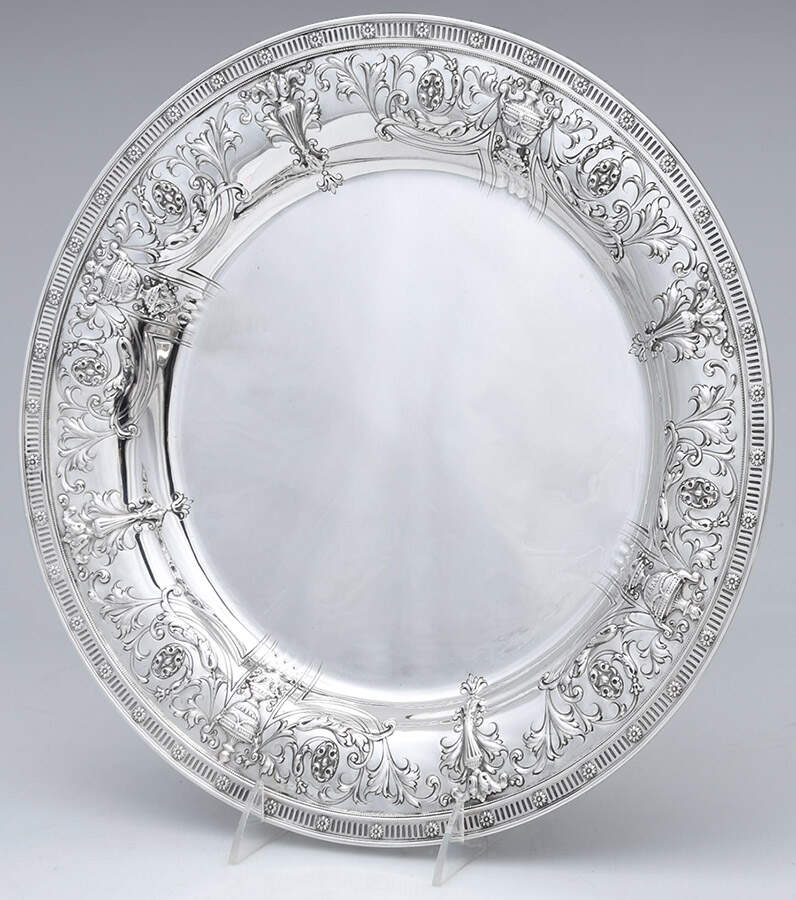 1495 (Sterling, Hollowware) 14" Round Tray by J E Caldwell-1