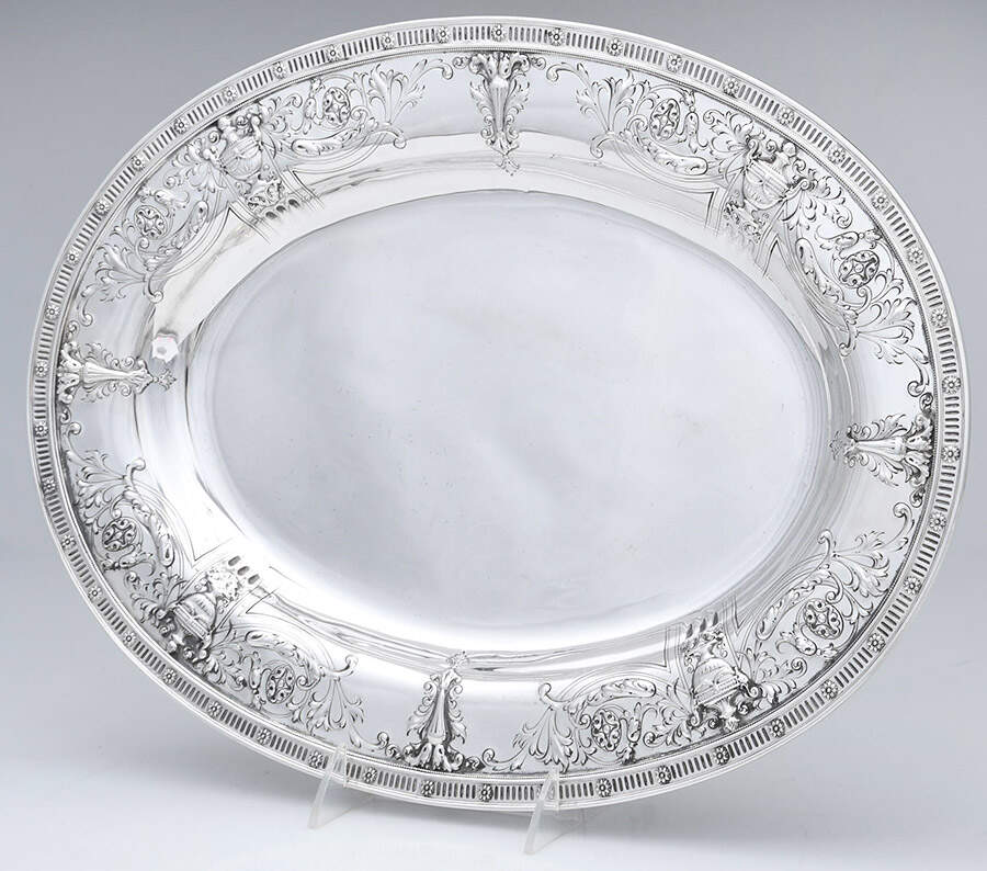 1495 (Sterling, Hollowware) 16" Oval Serving Platter by J E Caldwell-1