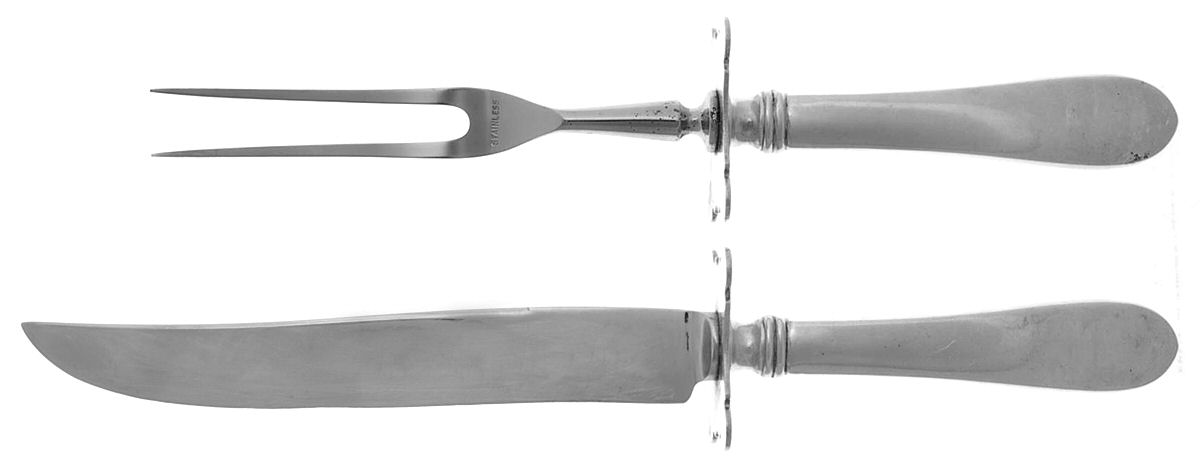 Betsy Patterson-Plain (Sterling) 2 Piece Small Carving Set W/ Sterling Guard by Kirk Stieff-1
