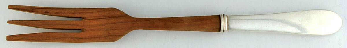 Betsy Patterson-Plain (Sterling) Salad Serving Fork Wooden Prongs by Kirk Stieff-1