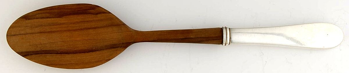 Betsy Patterson-Plain (Sterling) Salad Serving Spoon Wooden Bowl by Kirk Stieff-1