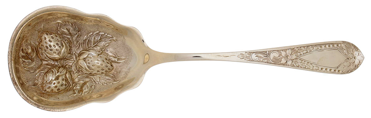 Betsy Patterson-Eng (Sterling, 1932) Large Chased Berry Spoon-3 Berries by Kirk Stieff-1