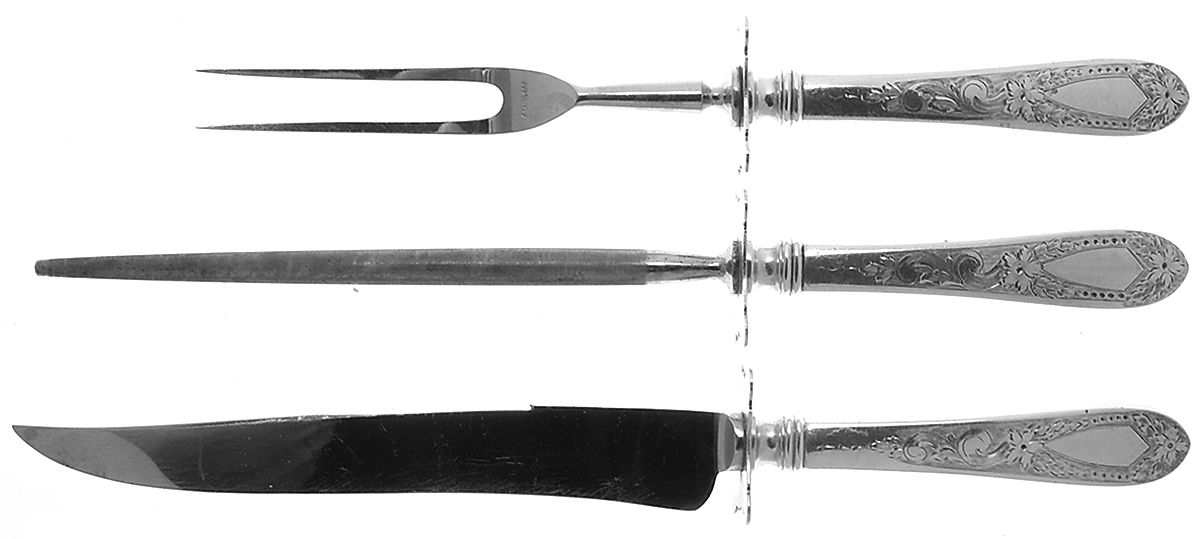 Betsy Patterson-Eng (Sterling, 1932) Large 3-Piece Roast Carving Set w/ Stainless Blade by Kirk Stieff-1