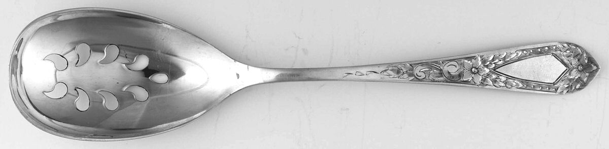 Betsy Patterson-Eng (Sterling, 1932) Pierced Solid Serving Spoon by Kirk Stieff-1