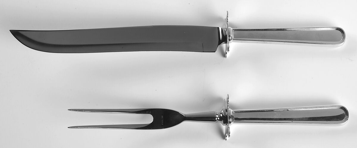 Calvert (Sterling, 1927, No Monograms) Large 2-Piece Roast Carving Set w/ Stainless Blade by Kirk Stieff-1