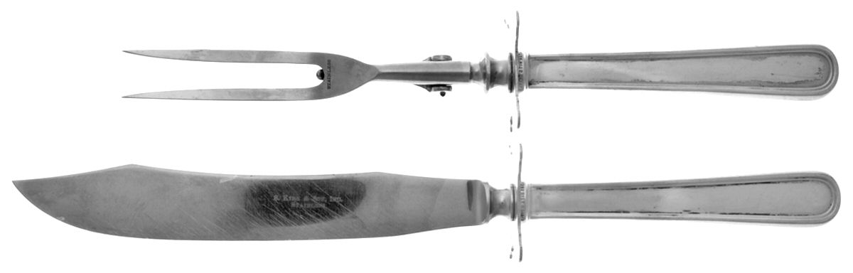 Calvert (Sterling, 1927, No Monograms) (2 Pc)Carving Set-Lg Stnbl/Roast w/Sterling Guard by Kirk Stieff-1