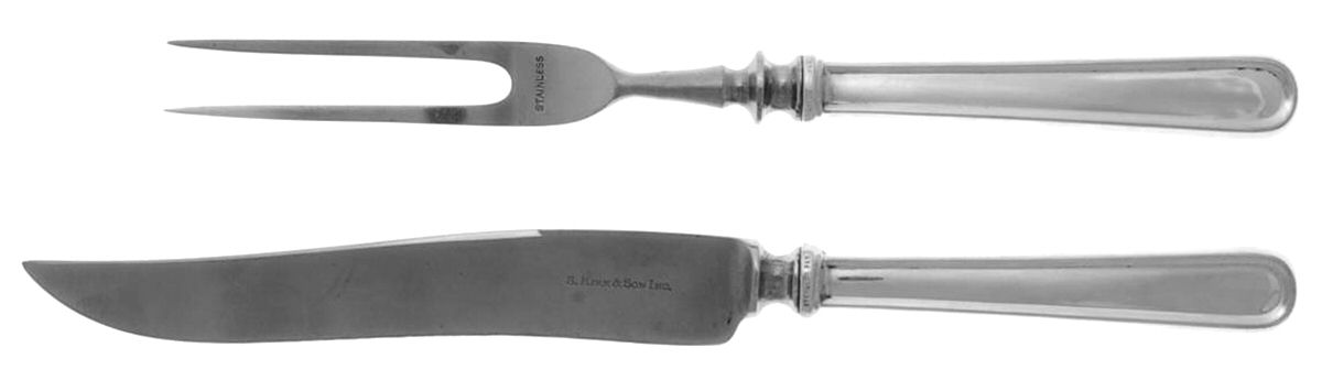 Calvert (Sterling, 1927, No Monograms) Small 2-Piece Steak Carving Set w/Stainless Blade by Kirk Stieff-1