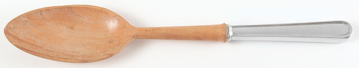 Calvert (Sterling, 1927, No Monograms) Salad Serving Spoon with Wooden Bowl by Kirk Stieff-1