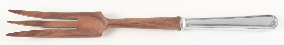 Calvert (Sterling, 1927, No Monograms) Salad Serving Fork with Wooden Prongs by Kirk Stieff-1