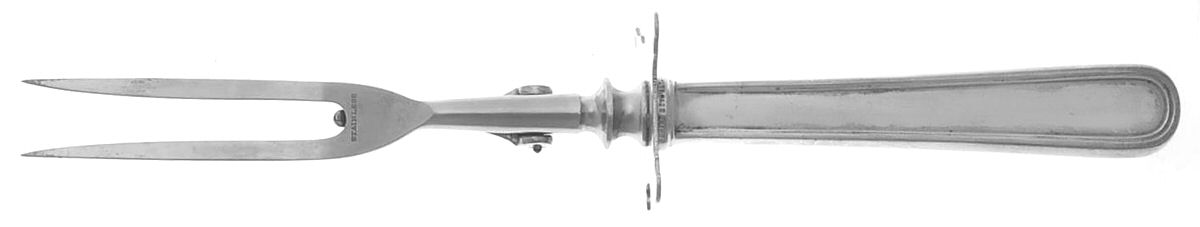Calvert (Sterling, 1927, No Monograms) Lg Carving/Roast Fork-Stn Prong w/Sterling Guard by Kirk Stieff-1