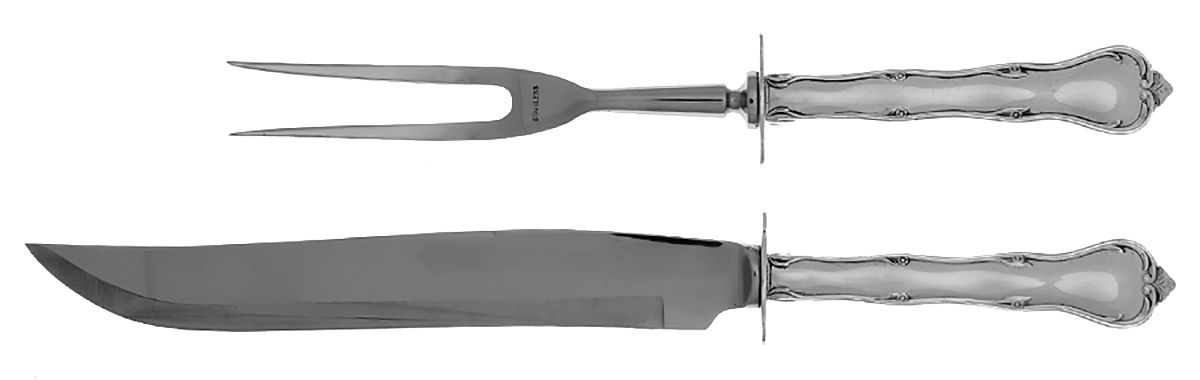 Carrollton (Sterling, 1961) 2 Piece Small Carving Set W/ Sterling Guard by Kirk Stieff-1