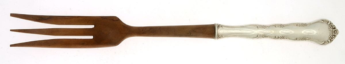 Cheryl (Sterling, 1962) Salad Serving Fork with Wooden Prongs by Kirk Stieff-1