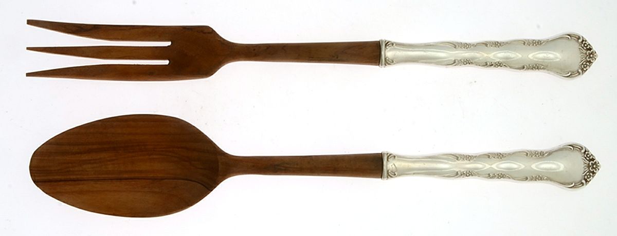 Cheryl (Sterling, 1962) Wooden Bowl 2-Piece Salad Set by Kirk Stieff-1