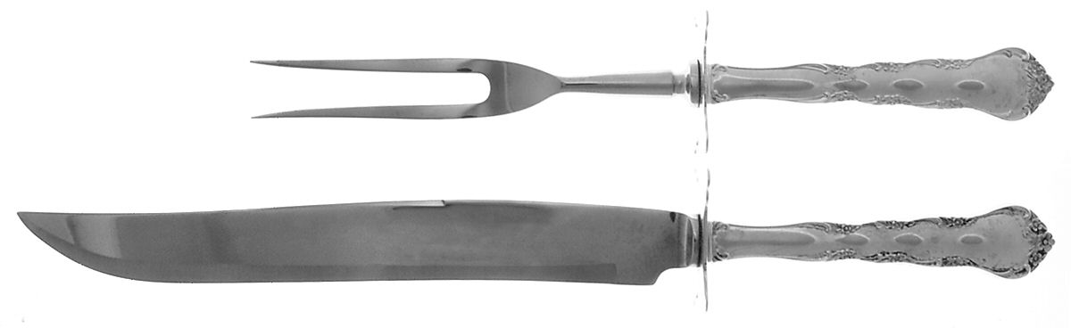 Cheryl (Sterling, 1962) 2 Piece Small Carving Set W/ Sterling Guard by Kirk Stieff-1