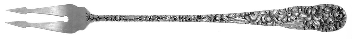 Chrysanthemum (Sterling, 1904, No Monograms) Long Handle Olive Fork by Kirk Stieff-1