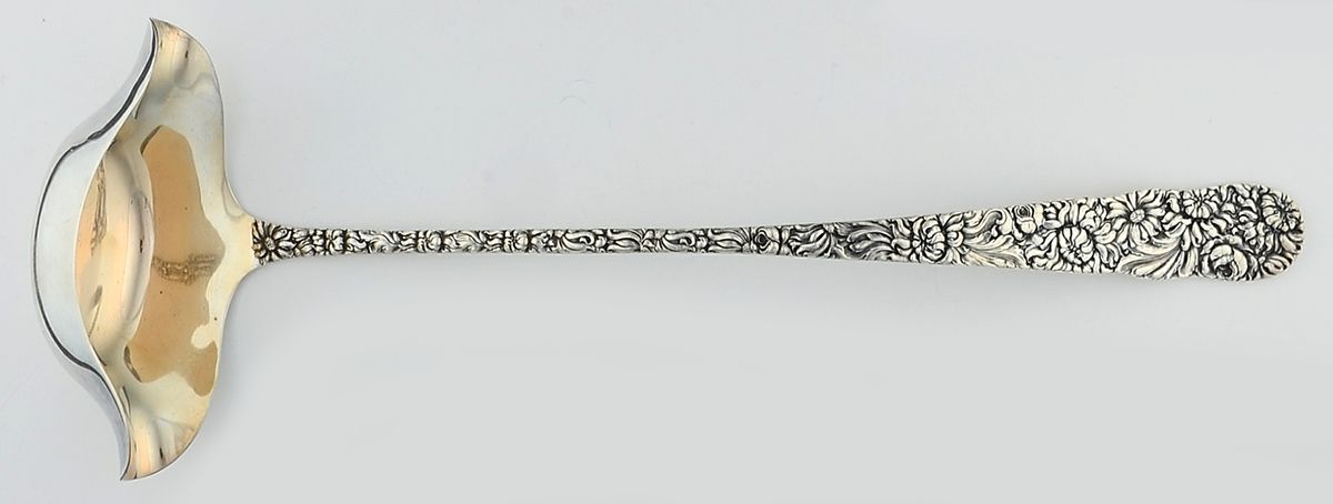 Chrysanthemum (Sterling, 1904, No Monograms) Punch Ladle Solid Piece by Kirk Stieff-1