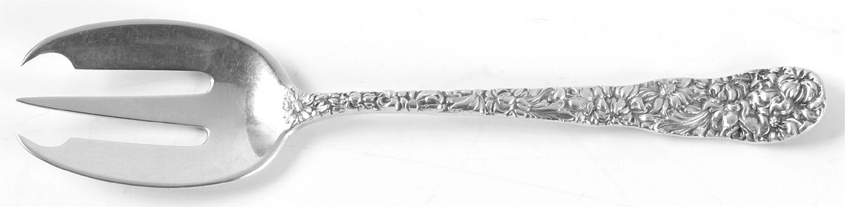 Chrysanthemum (Sterling, 1904, No Monograms) Large Individual Terrapin Fork by Kirk Stieff-1