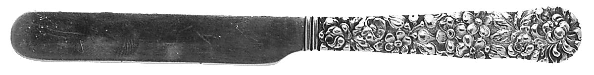 Chrysanthemum (Sterling, 1904, No Monograms) Baby Knife Solid Piece by Kirk Stieff-1
