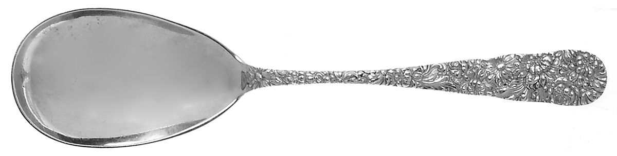 Chrysanthemum (Sterling, 1904, No Monograms) Large Solid Serving Spoon by Kirk Stieff-1