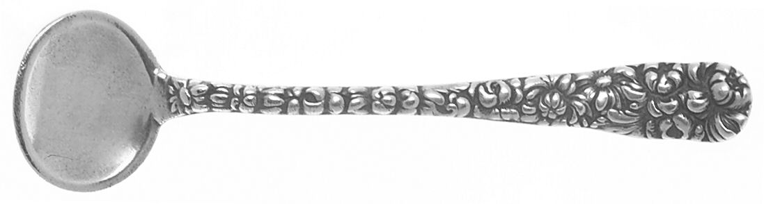 Chrysanthemum (Sterling, 1904, No Monograms) Individual Salt Spoon by Kirk Stieff-1