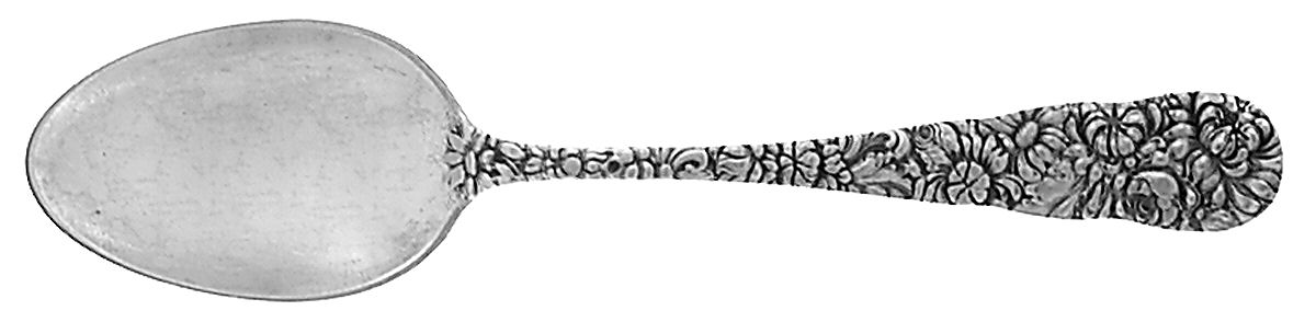 Chrysanthemum (Sterling, 1904, No Monograms) Dessert/Oval Soup Spoon by Kirk Stieff-1