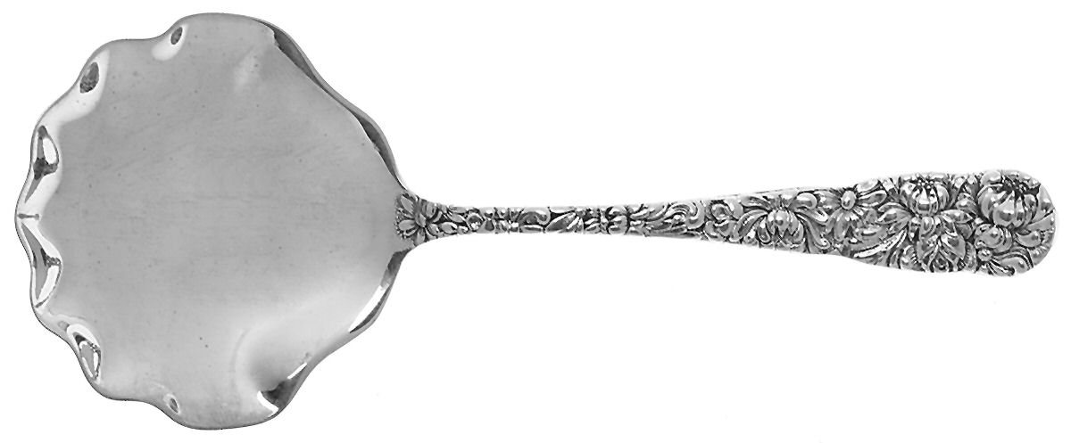 Chrysanthemum (Sterling, 1904, No Monograms) Solid Bon Bon Spoon by Kirk Stieff-1
