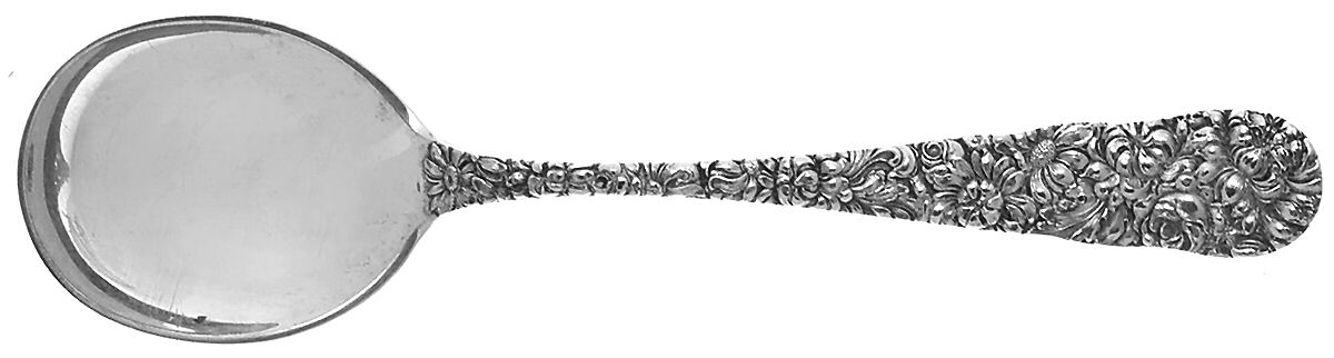 Chrysanthemum (Sterling, 1904, No Monograms) Round Bowl Soup Spoon (Gumbo) by Kirk Stieff-1