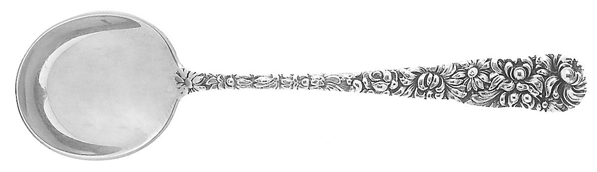 Chrysanthemum (Sterling, 1904, No Monograms) Large Chocolate Spoon by Kirk Stieff-1