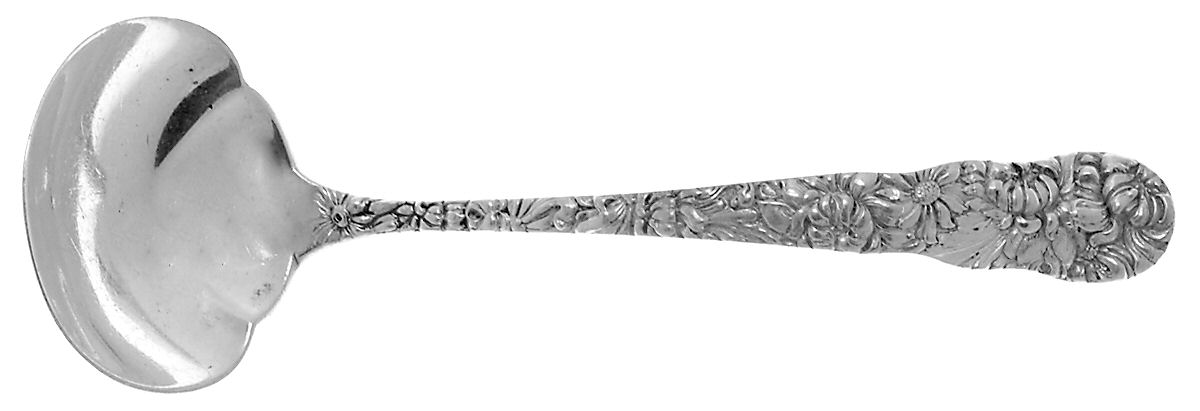 Chrysanthemum (Sterling, 1904, No Monograms) Solid Piece Cream Ladle by Kirk Stieff-1