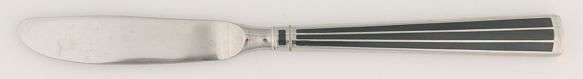 Cloisonne Embassy (Stainless-Black-No Gold) Modern Hollow Butter Spreader (Stainless) by Kirk Stieff-1