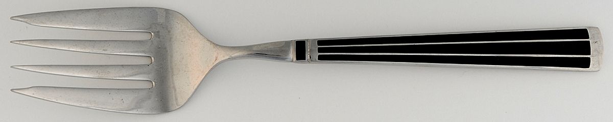 Cloisonne Embassy (Stainless-Black-No Gold) Medium Solid Cold Meat Serving Fork by Kirk Stieff-1
