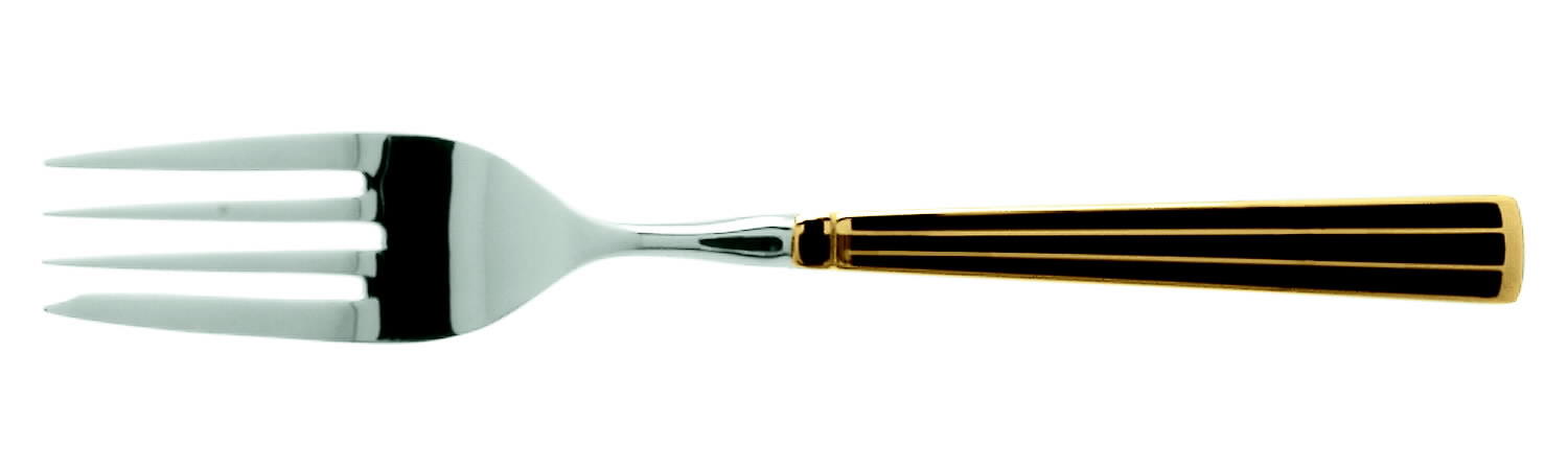 Cloisonne Embassy (Stainless, Black, Gold Accent) Individual Salad Fork by Kirk Stieff-1