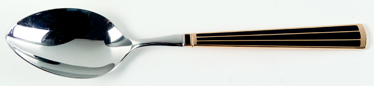Cloisonne Embassy (Stainless, Black, Gold Accent) Place/Oval Soup Spoon by Kirk Stieff-1
