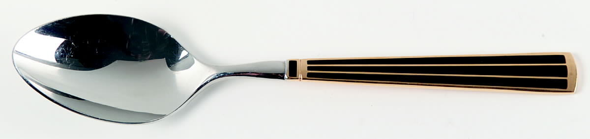 Cloisonne Embassy (Stainless, Black, Gold Accent) Teaspoon by Kirk Stieff-1
