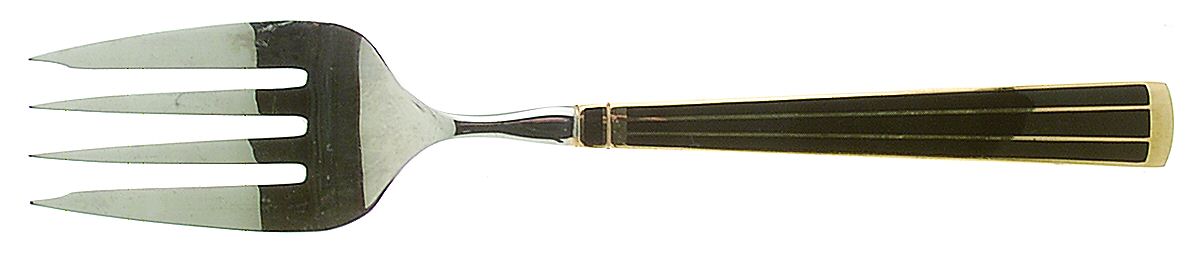Cloisonne Embassy (Stainless, Black, Gold Accent) Medium Solid Cold Meat Serving Fork by Kirk Stieff-1