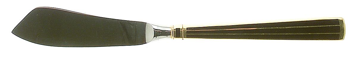 Cloisonne Embassy (Stainless, Black, Gold Accent) Hollow Handle Master Butter Knife by Kirk Stieff-1
