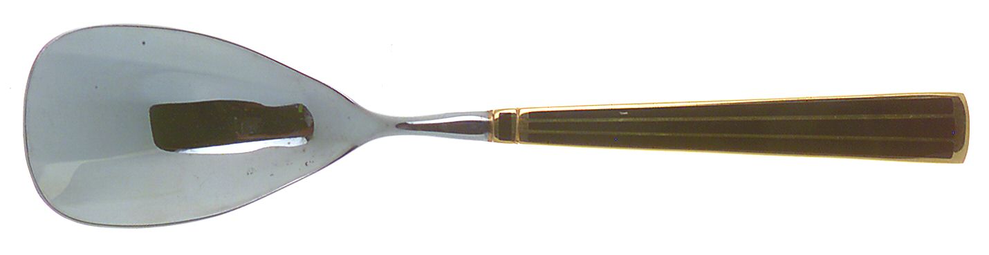 Cloisonne Embassy (Stainless, Black, Gold Accent) Sugar Spoon by Kirk Stieff-1