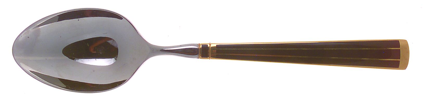 Cloisonne Embassy (Stainless, Black, Gold Accent) Tablespoon (Serving Spoon) by Kirk Stieff-1
