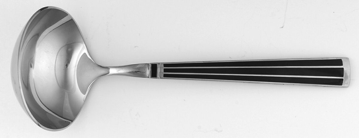 Cloisonne Embassy (Stainless-Cobalt-No Gold) Solid Gravy Ladle by Kirk Stieff-1
