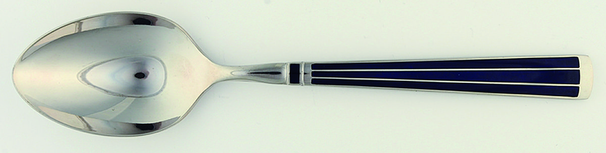 Cloisonne Embassy (Stainless-Cobalt-No Gold) Tablespoon (Serving Spoon) by Kirk Stieff-1