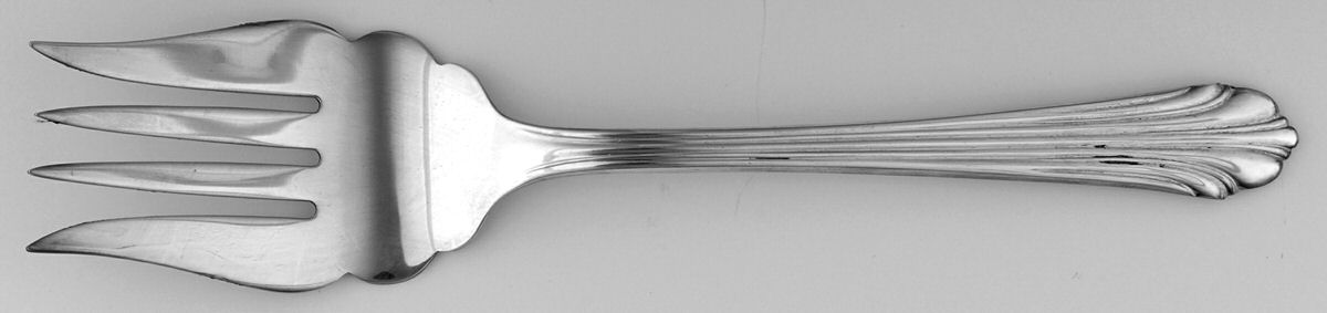 Classic Flutes (Silverplate, 1980) Small Solid Cold Meat Serving Fork by Kirk Stieff-1