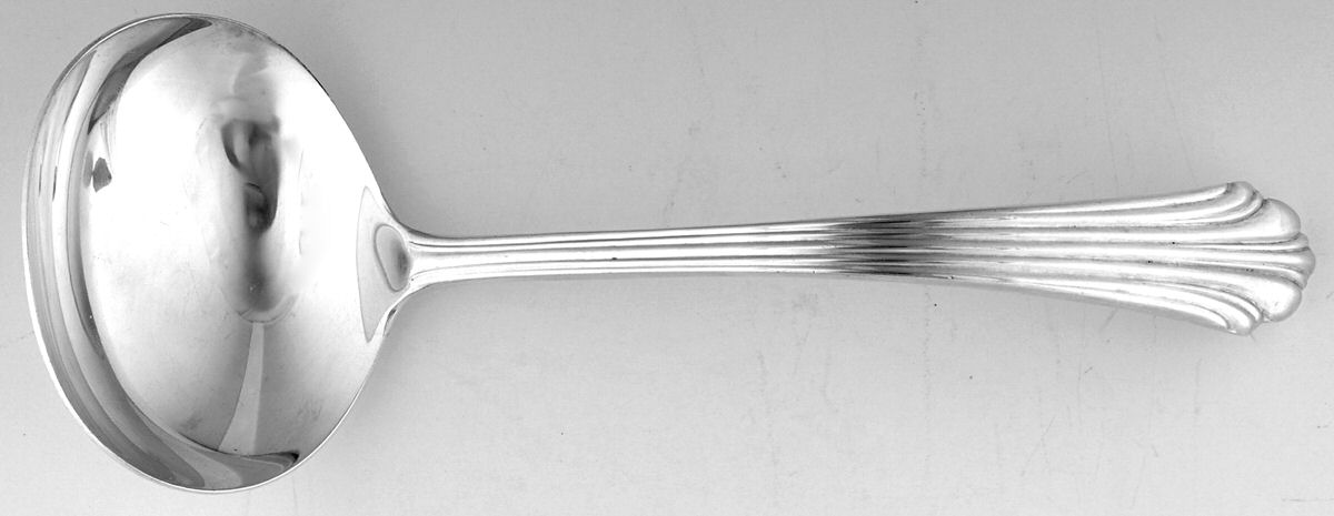 Classic Flutes (Silverplate, 1980) Solid Gravy Ladle by Kirk Stieff-1