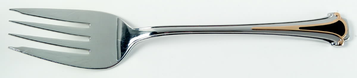 Cloisonne Royale (Stainless-Black-Gold) Medium Solid Cold Meat Serving Fork by Kirk Stieff-1