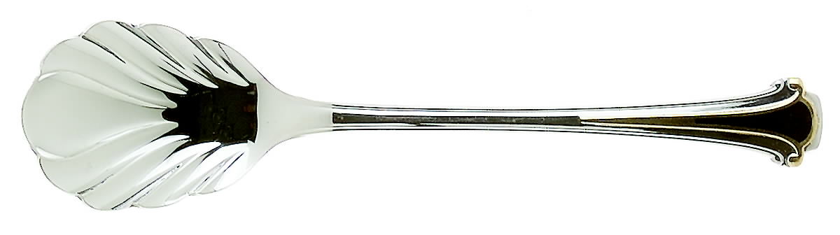 Cloisonne Royale (Stainless-Black-Gold) Sugar Shell Spoon by Kirk Stieff-1