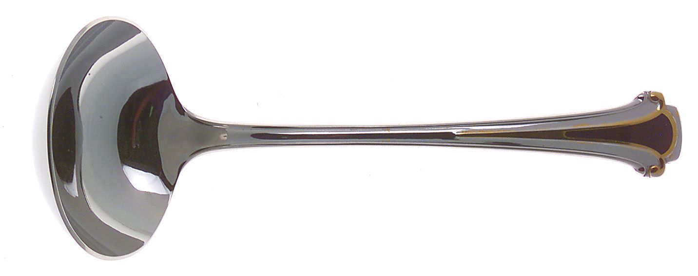 Cloisonne Royale (Stainless-Cobalt-Gold) Solid Gravy Ladle by Kirk Stieff-1