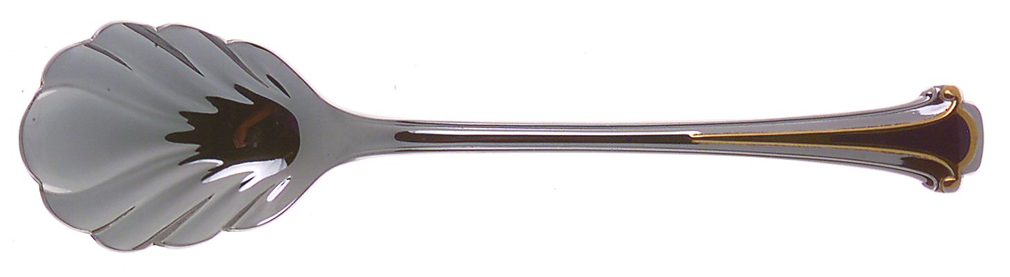Cloisonne Royale (Stainless-Cobalt-Gold) Sugar Shell Spoon by Kirk Stieff-1