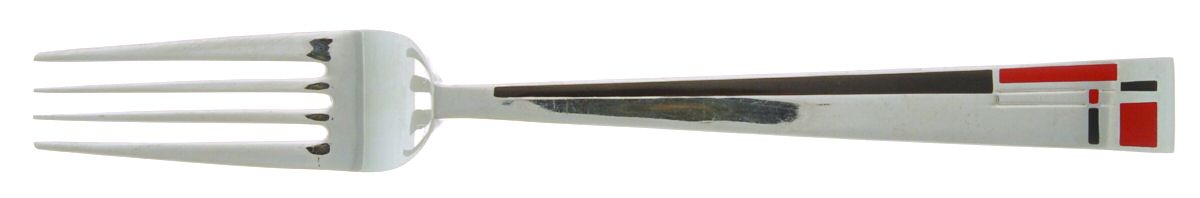 Composition Cloisonne-Red-Black Fork by Kirk Stieff-1