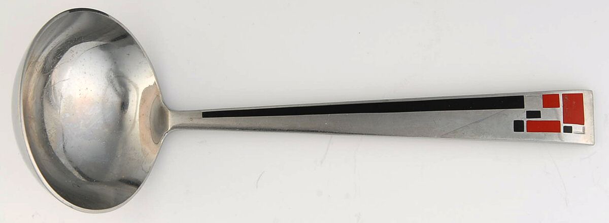 Composition Cloisonne-Red-Black Solid Gravy Ladle by Kirk Stieff-1