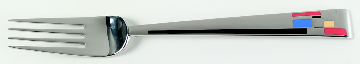 Composition Cloisonne-Red-Yellow-Blue Individual Salad Fork by Kirk Stieff-1